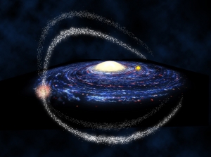 Взгляд художника на четыре рукава Карликовой галактики в Стрельце, спутника Млечного пути (space.com)