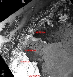 Три плато Ларсена в этом году (esa.int) Три плато Ларсена в этом году (esa.int)