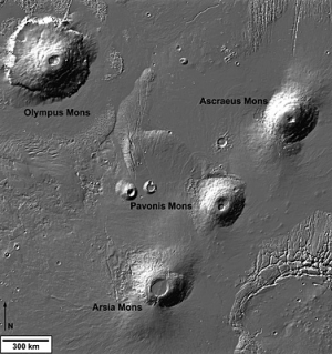 Олимп и три других исследованных вулкана (esa.int) Олимп и три других исследованных вулкана (esa.int)