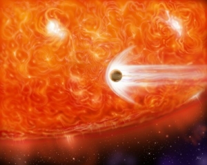 Рисунок поглощения планеты красным гигантом (psu.edu)