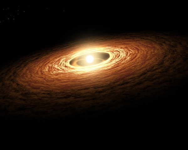 Рисунок газопылевого диска около звезды (space.com)