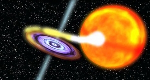 Рисунок дыры, перетягивающей материю со звезды (nasa.gov) Рисунок дыры, перетягивающей материю со звезды (nasa.gov)
