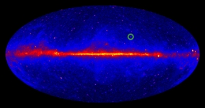 Место пульсара на карте гамма-излучения, составленной по данным Ферми (space.com)
