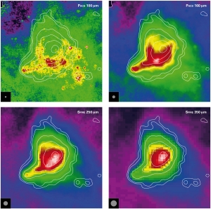 Снимки облака Barnard 68 в разных длинах волн (mpg.de) Снимки облака Barnard 68 в разных длинах волн (mpg.de)