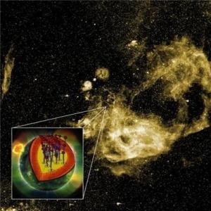 Остатки сверхновой в созвездии Паруса с пульсаром (sciencedaily.com)