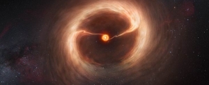 Рисунок звезды HD 142527 и ее диска (eso.org) Рисунок звезды HD 142527 и ее диска (eso.org)