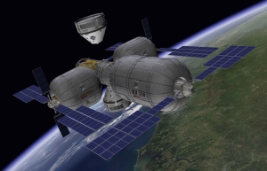 Рисунок будущей станции, к которой приближается корабль компании Боинг (space.com) Рисунок будущей станции, к которой приближается корабль компании Боинг (space.com)
