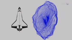 Сравнение модели астероида и шаттла (space.com)