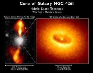 Аккреционный диск в ядре галактики NGC 4261 (фото - astro.ago.uni-lj.si)