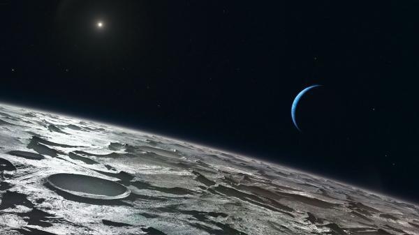Взгляд художника на Тритон, луну Нептуна, которая может быть схожа с 2007 OR10 (sciencedaily.com)