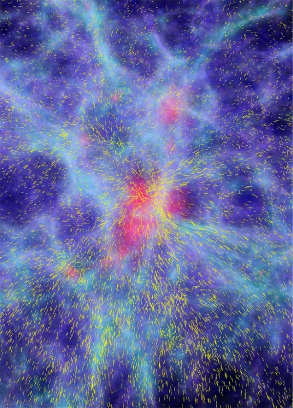 Численное моделирование галактики, стягивающихся в одну точку (space.com)