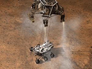 Спуск марсохода Curiosity на кране (space.com) Спуск марсохода Curiosity на кране (space.com)